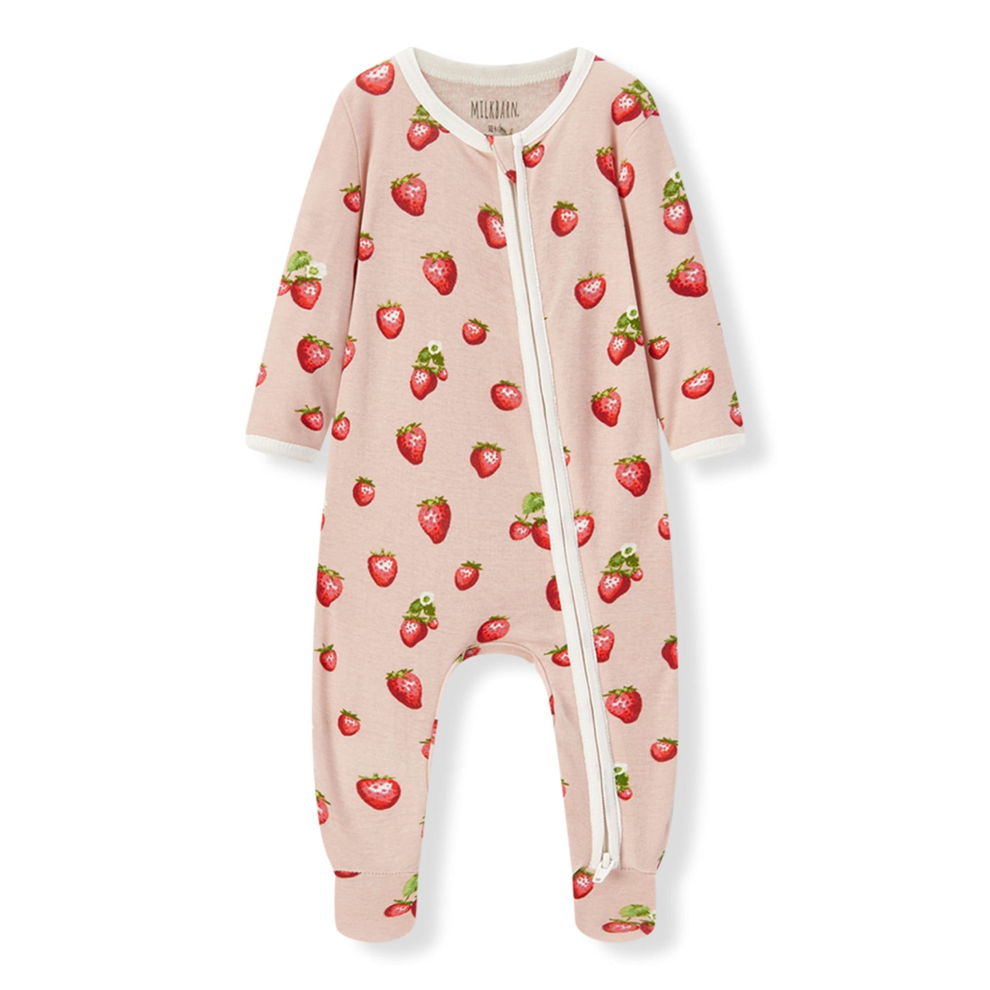 Organic Cotton Zipper Footed Romper - Strawberry