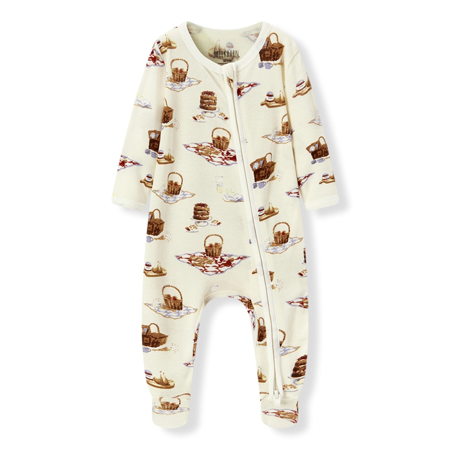 Organic Cotton Zipper Footed Romper - Picnic