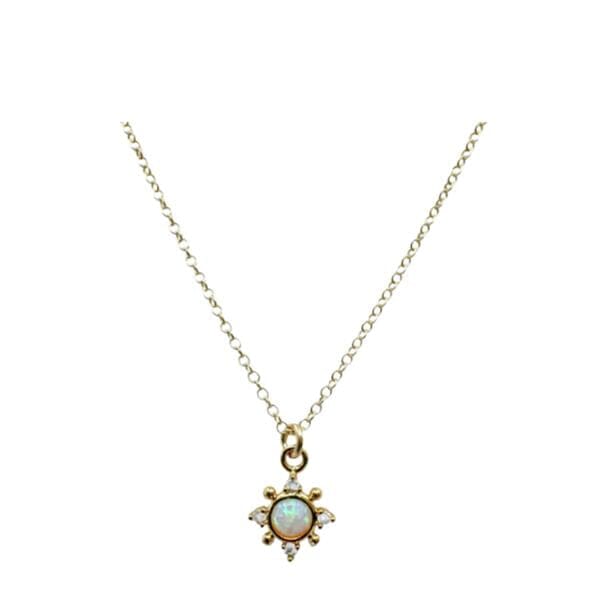 Dainty Sunburst Opalite Charm Necklace