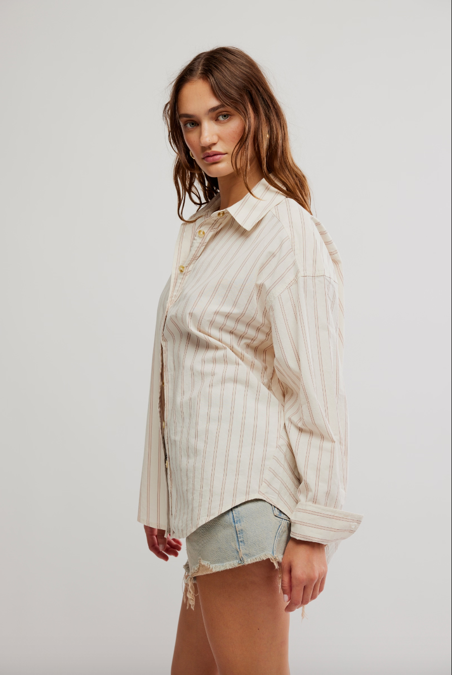 Striped Varsity Vibes Oversized Shirt