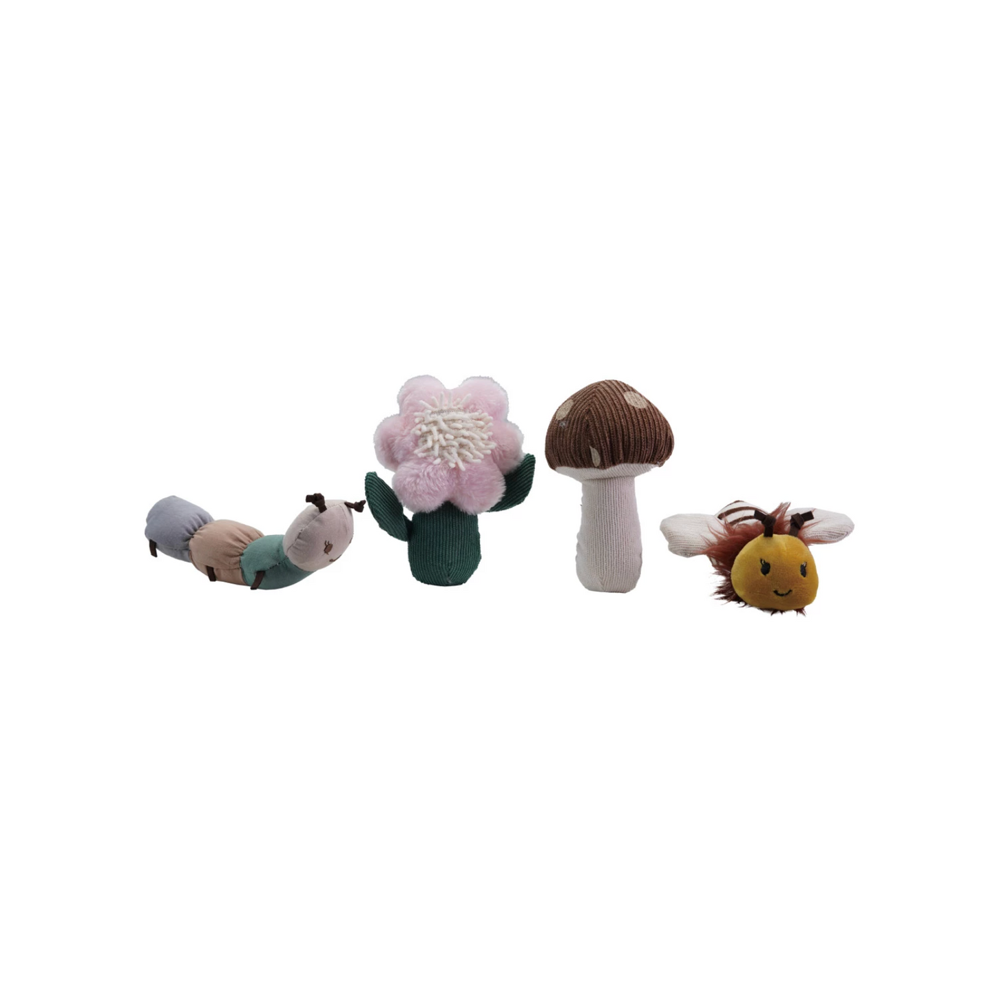 Fabric Leaf Pocket with Flower, Caterpillar, Bee, & Mushroom Set