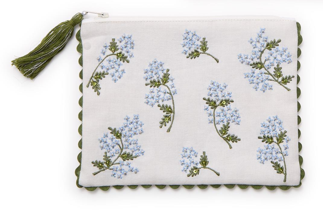 Hydrangea Embroidered Pouch