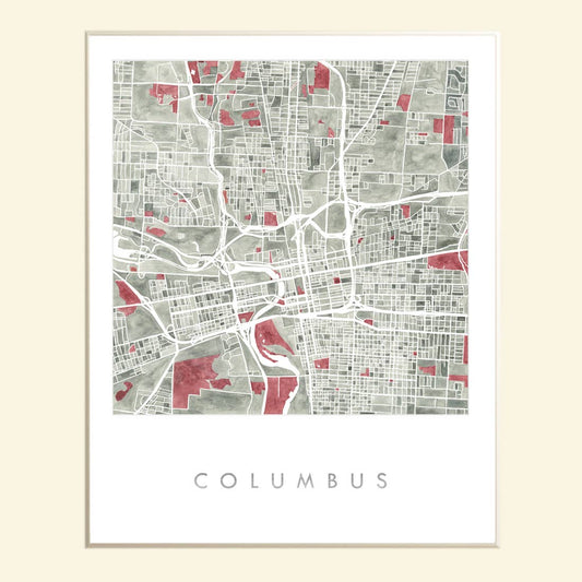 Columbus, Ohio Watercolor Map Art Print