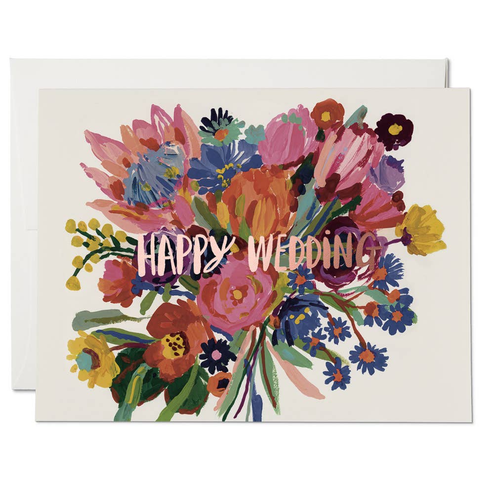 Happy Wedding Flowers Card