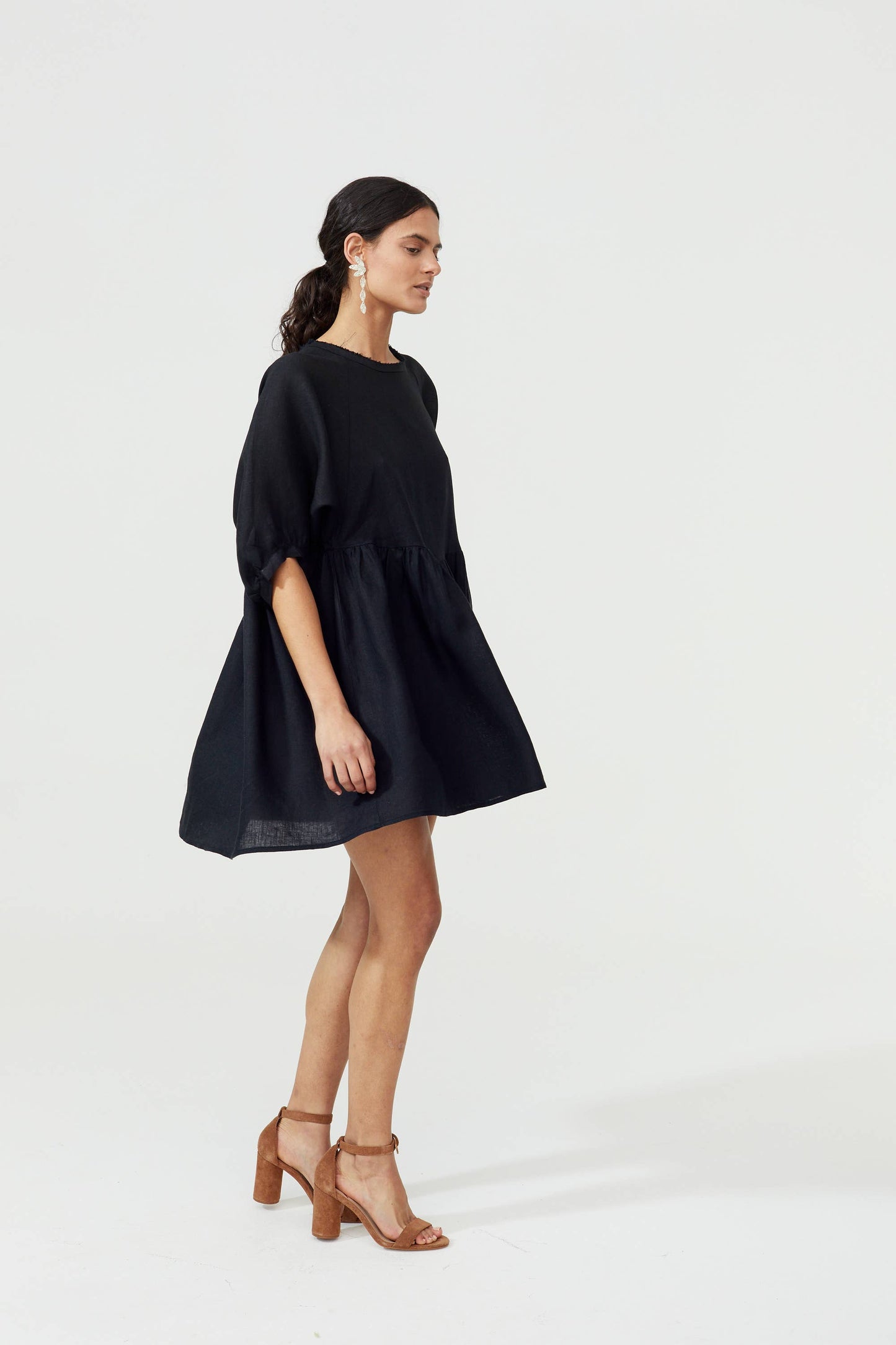 Organic Linen Black Alcala Dress