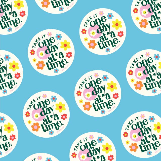 Take it One Day at a Time Circle Vinyl Sticker