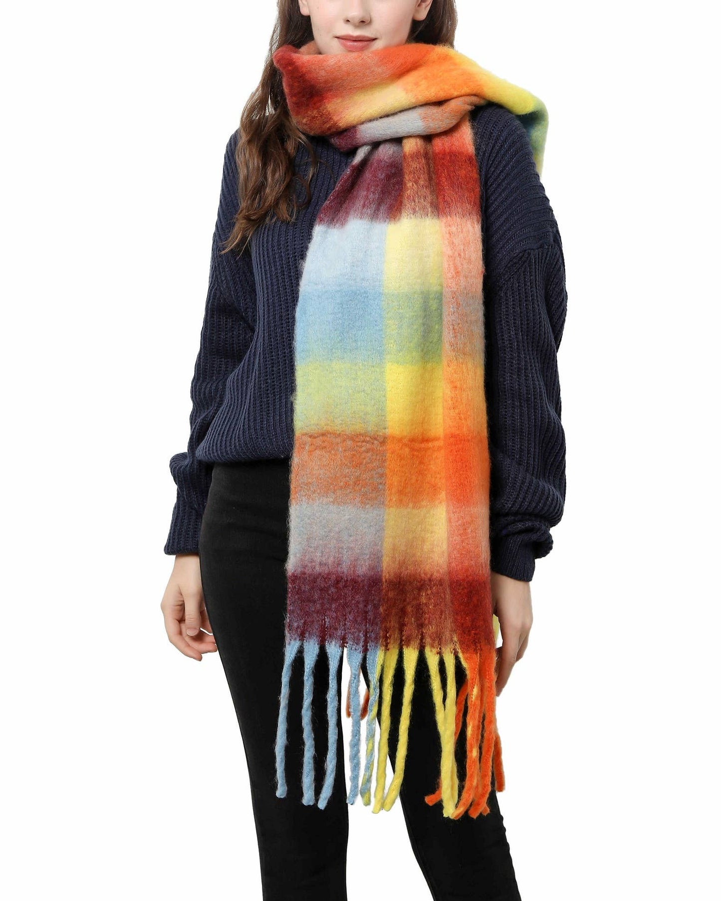 Oversized Long Fringe Fuzzy Scarf