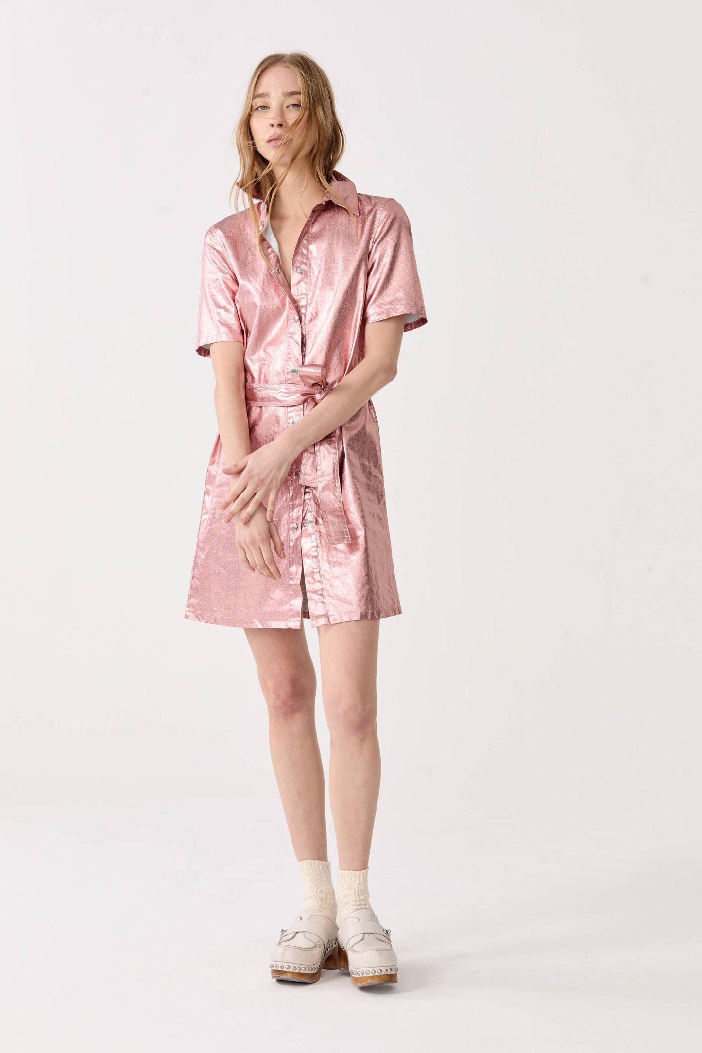 Franca Metallic Linen Dress