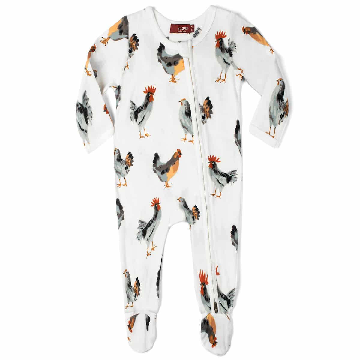 Organic Cotton Zipper Footed Romper - Chicken