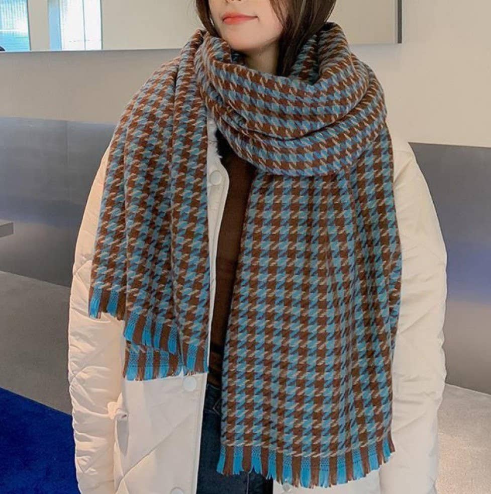 Super Soft Houndstooth Plaid Scarf