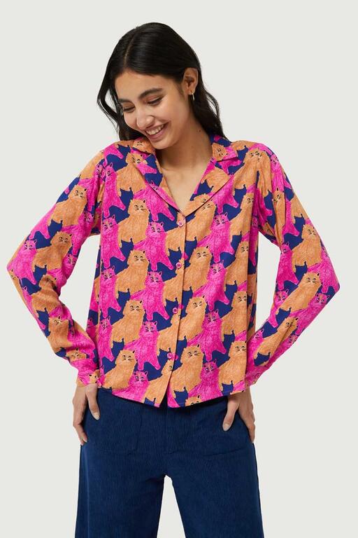 Minou Printed Button Down Top