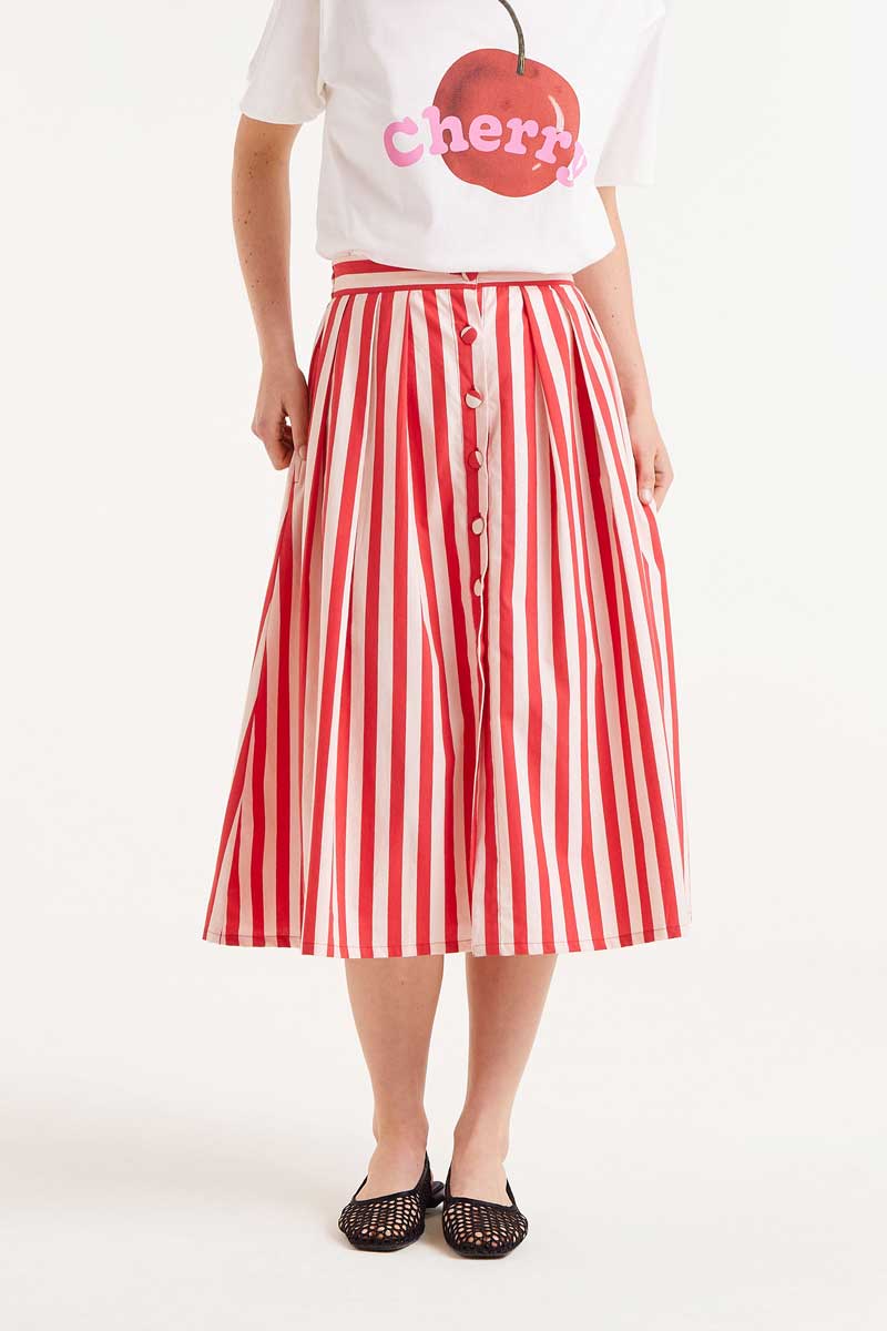 Capucine Striped Midi Skirt