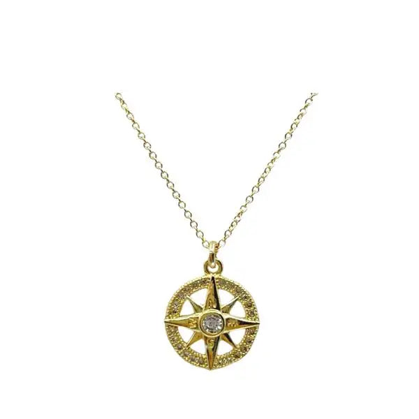 Sunburst Compass Charm Necklace