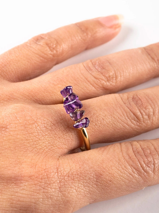 Tumbled Amethyst Adjustable Ring