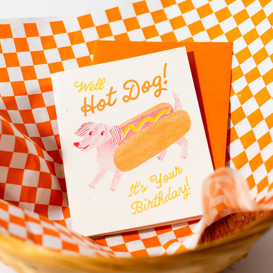 Hot Dog Risograph Birthday Card