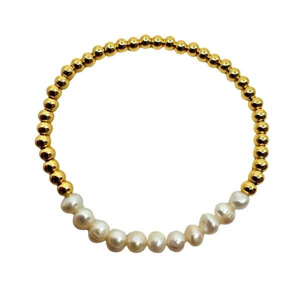 Pearls and Gold Beaded Bracelet