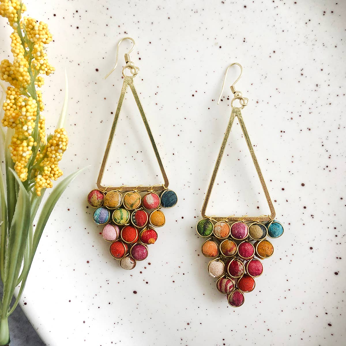 Kantha Reflective Chandelier Earrings