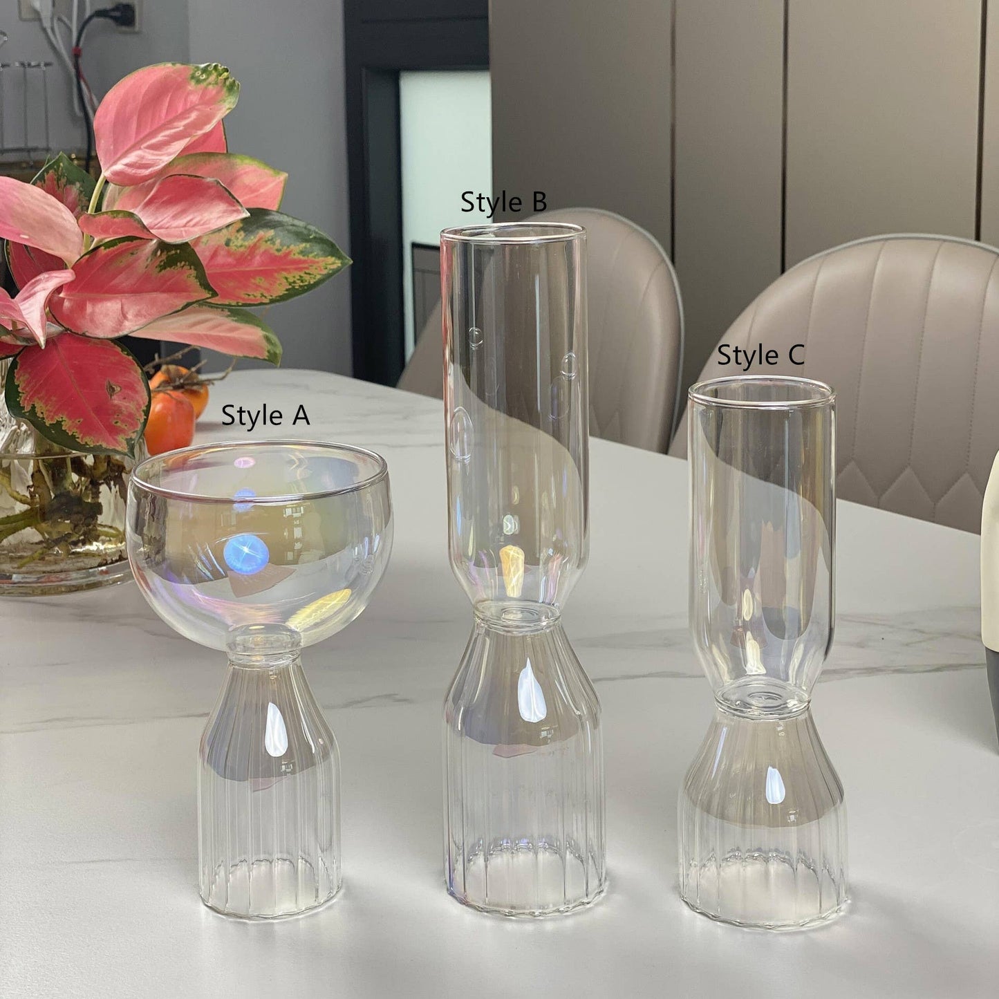 Borosilicate Clear Iridescent Bud Vases