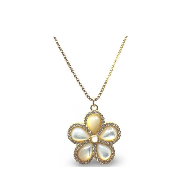 Stone Flower Pendant Necklace