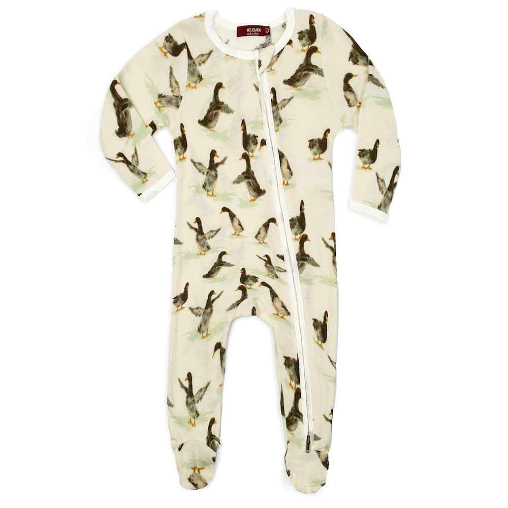 Organic Cotton Zipper Footed Romper - Duck