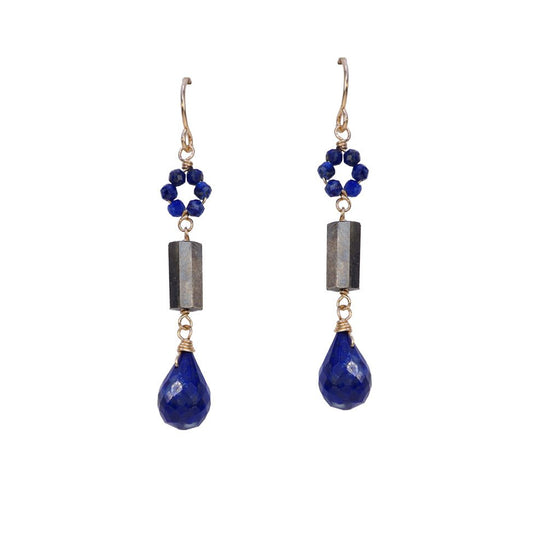 Lapis and Pyrite Tower Earrings