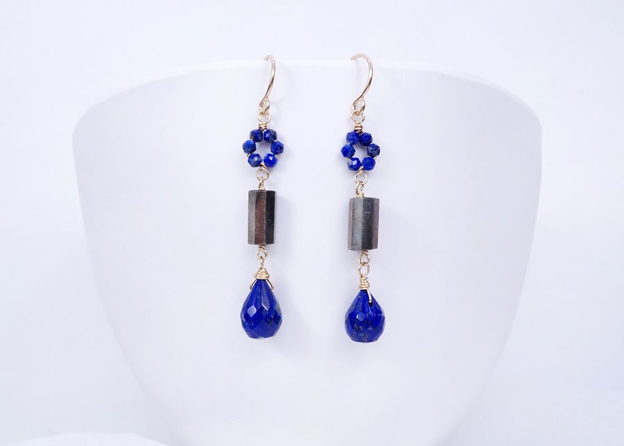 Lapis and Pyrite Tower Earrings