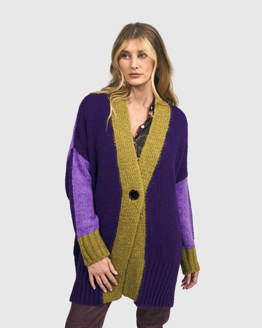 Edith Color Bloc Knit Cardigan