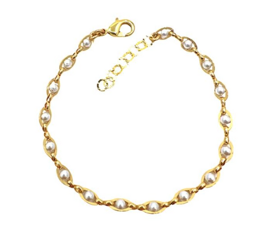 Pearl in Gold Plated Chain Bracelet