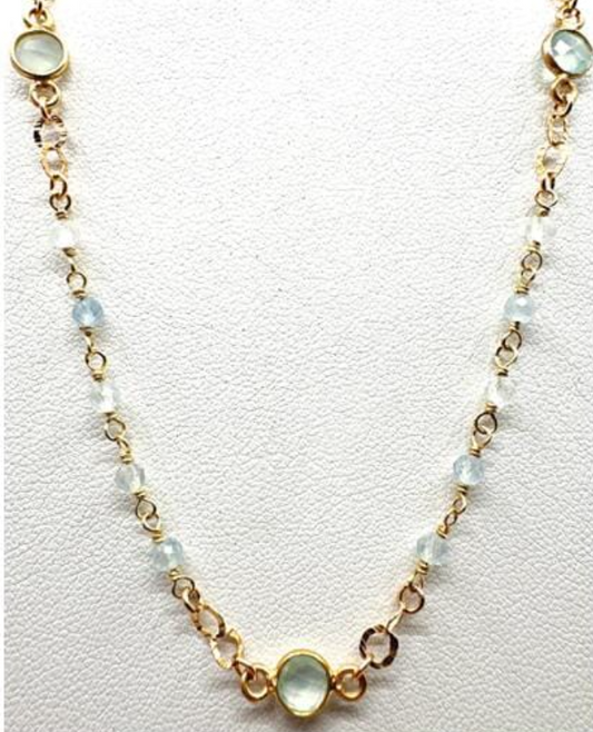Aquamarine and Aqua Chalcedony Chain Necklace