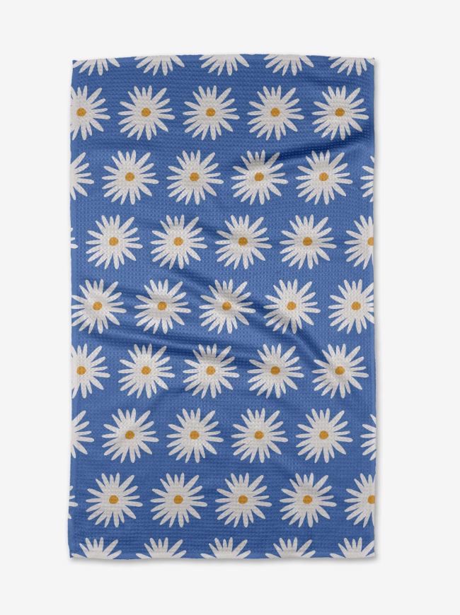 Blue Daisies Tea Towel