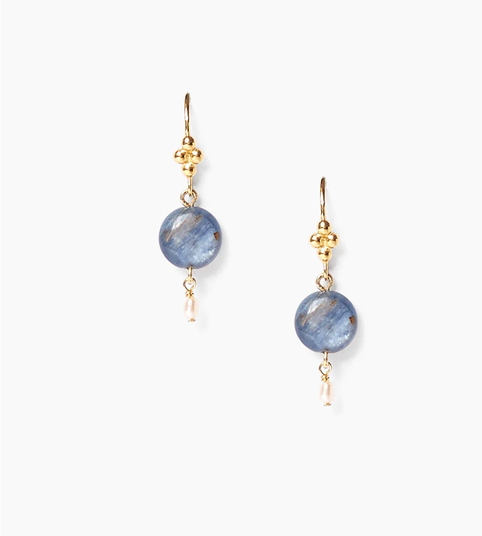 Stone and Pearl Drop Earrings