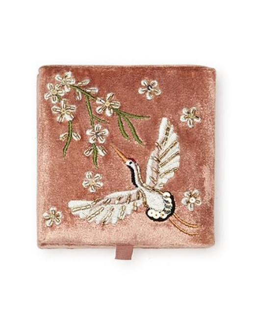 Heron Embroidered and Embellished Trinket Box