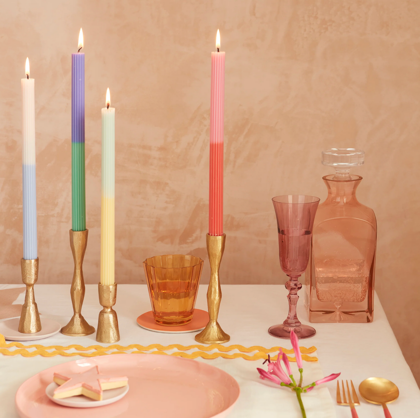Multi Color Block Table Candles