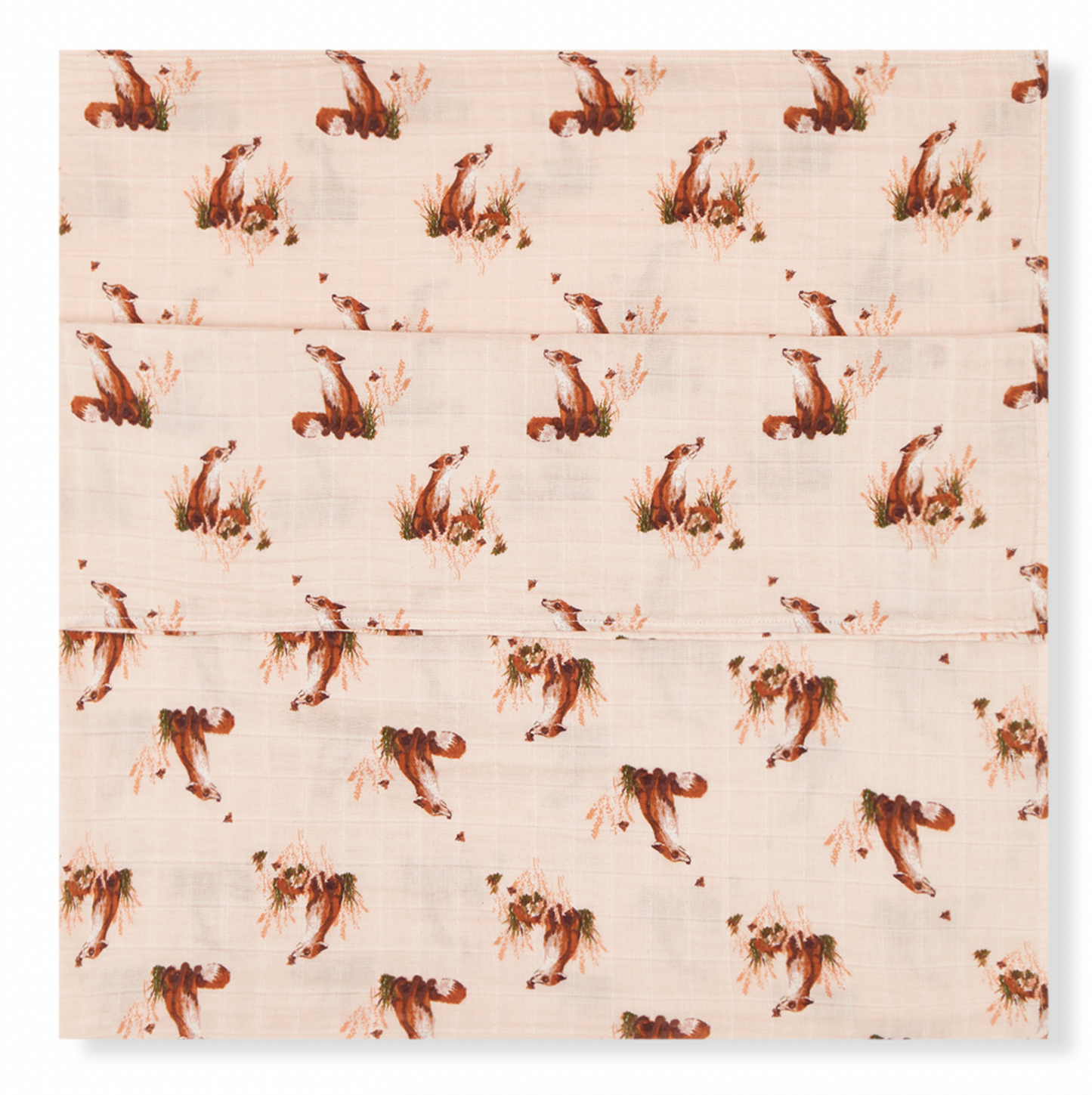 Organic Cotton Muslin Swaddle Blanket - Floral Fox