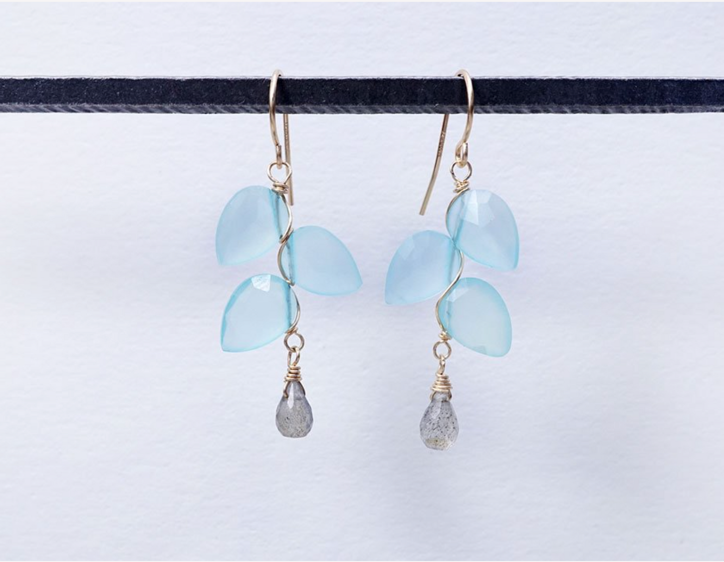 Chalcedony Petals with Labradorite Drop Earrings