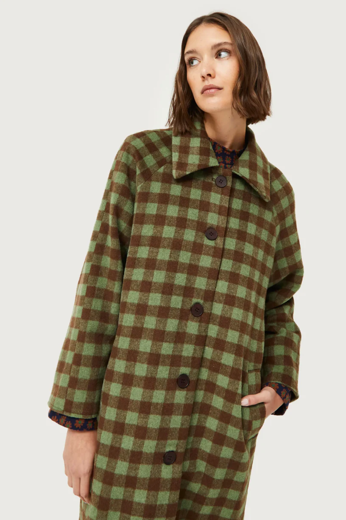 Green and Brown Plaid Coat