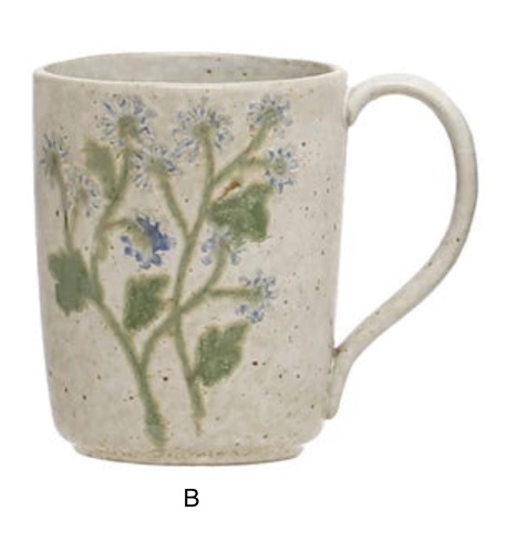 Yuki 12 oz. Hand-Painted Botanical Stoneware Mug