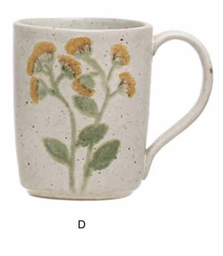 Yuki 12 oz. Hand-Painted Botanical Stoneware Mug