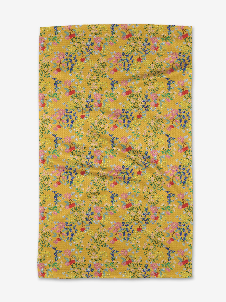 Sunny Cherry Blossoms Tea Towel