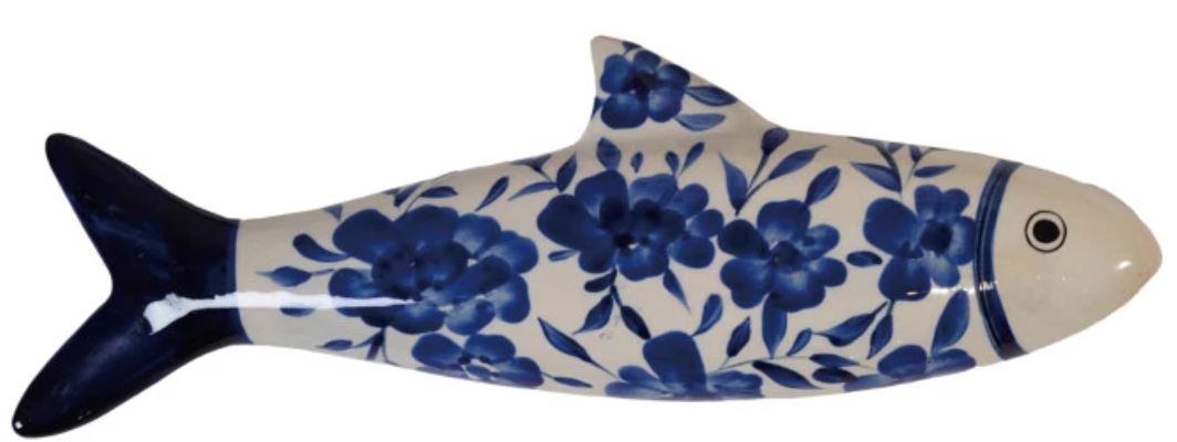 Hand-Painted Stoneware Fish Wall or Tabletop Decor