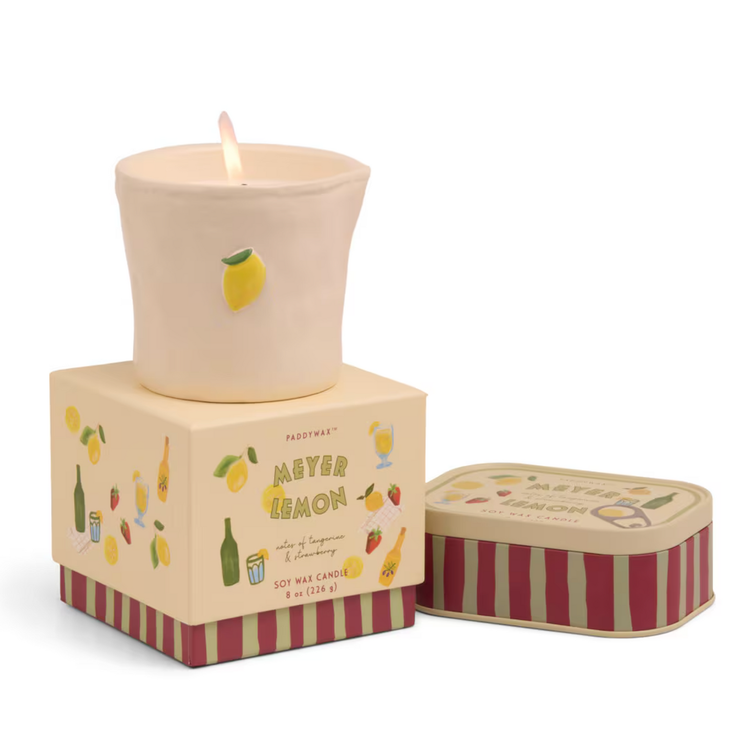 Embossed Meyer Lemon Ceramic Candle - 8oz.