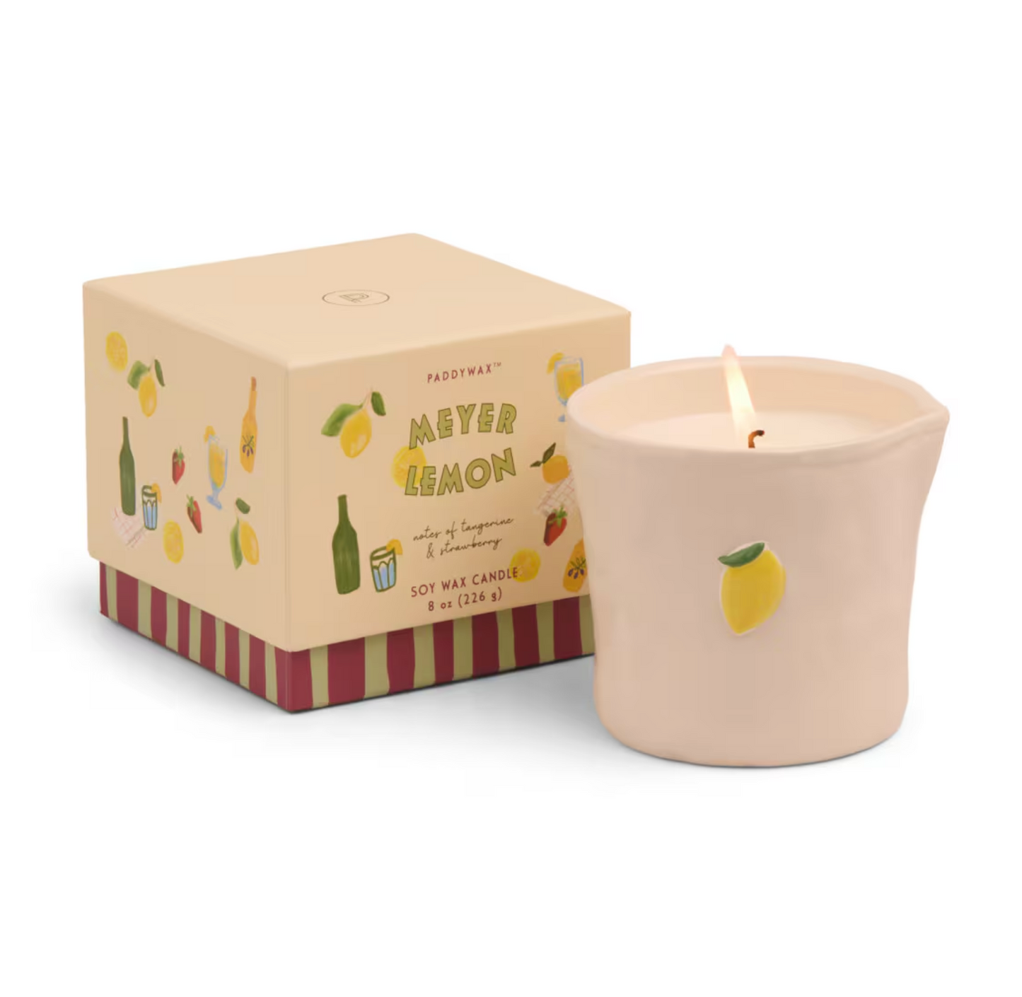 Embossed Meyer Lemon Ceramic Candle - 8oz.