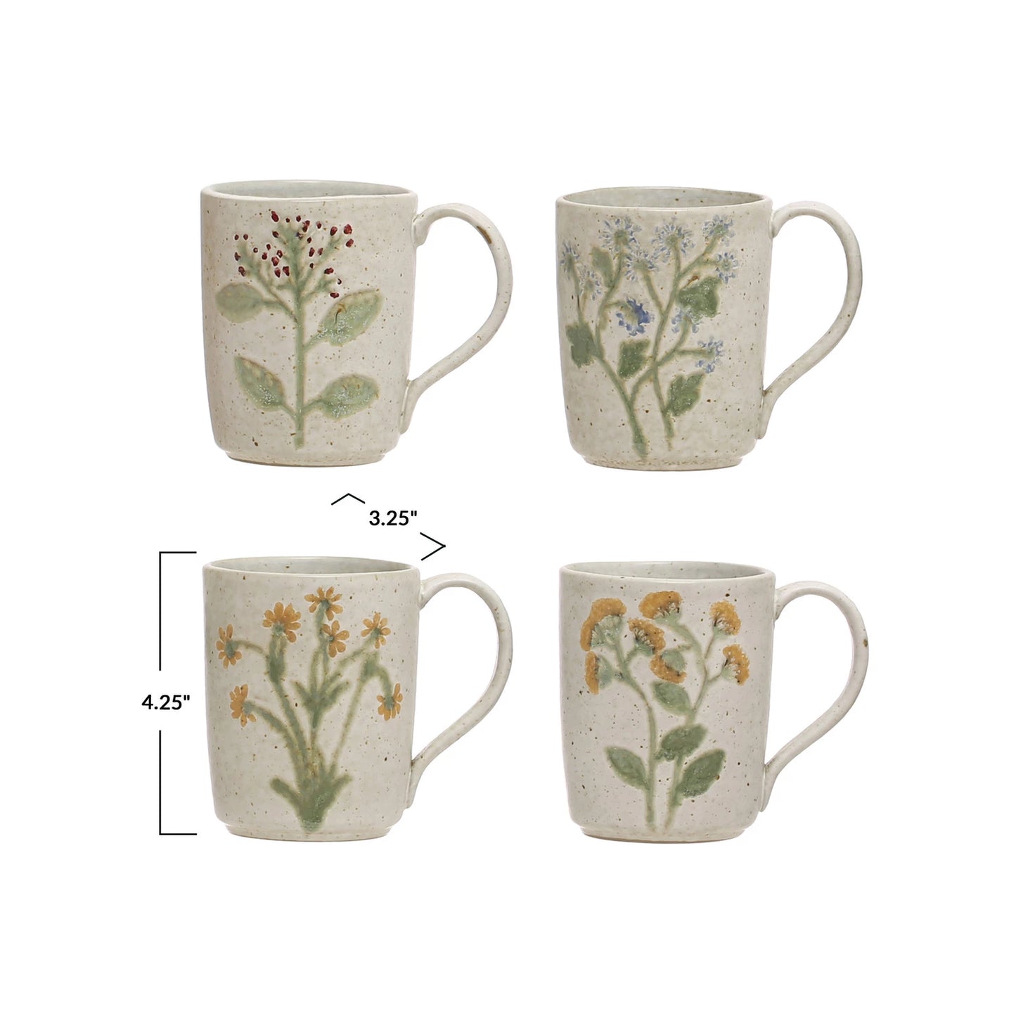 Yuki 12 oz. Hand-Painted Botanical Stoneware Mug