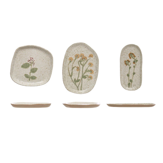 Yuki Hand Painted Botanical Organic Shape Plates