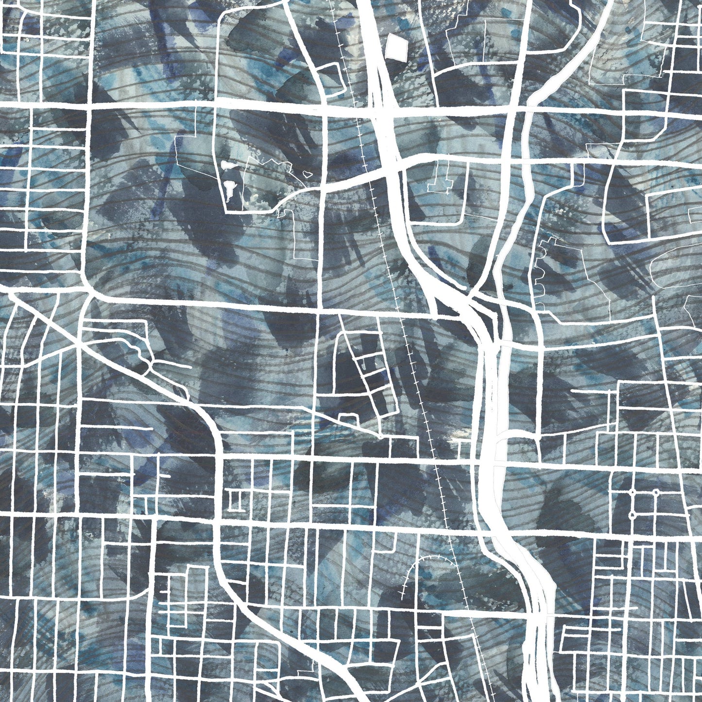 Columbus, Ohio Painted Map Art Print