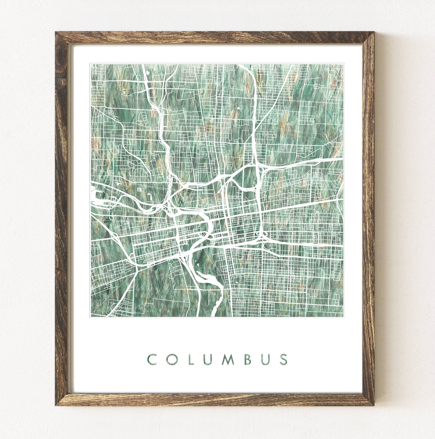 Columbus, Ohio Painted Map Art Print