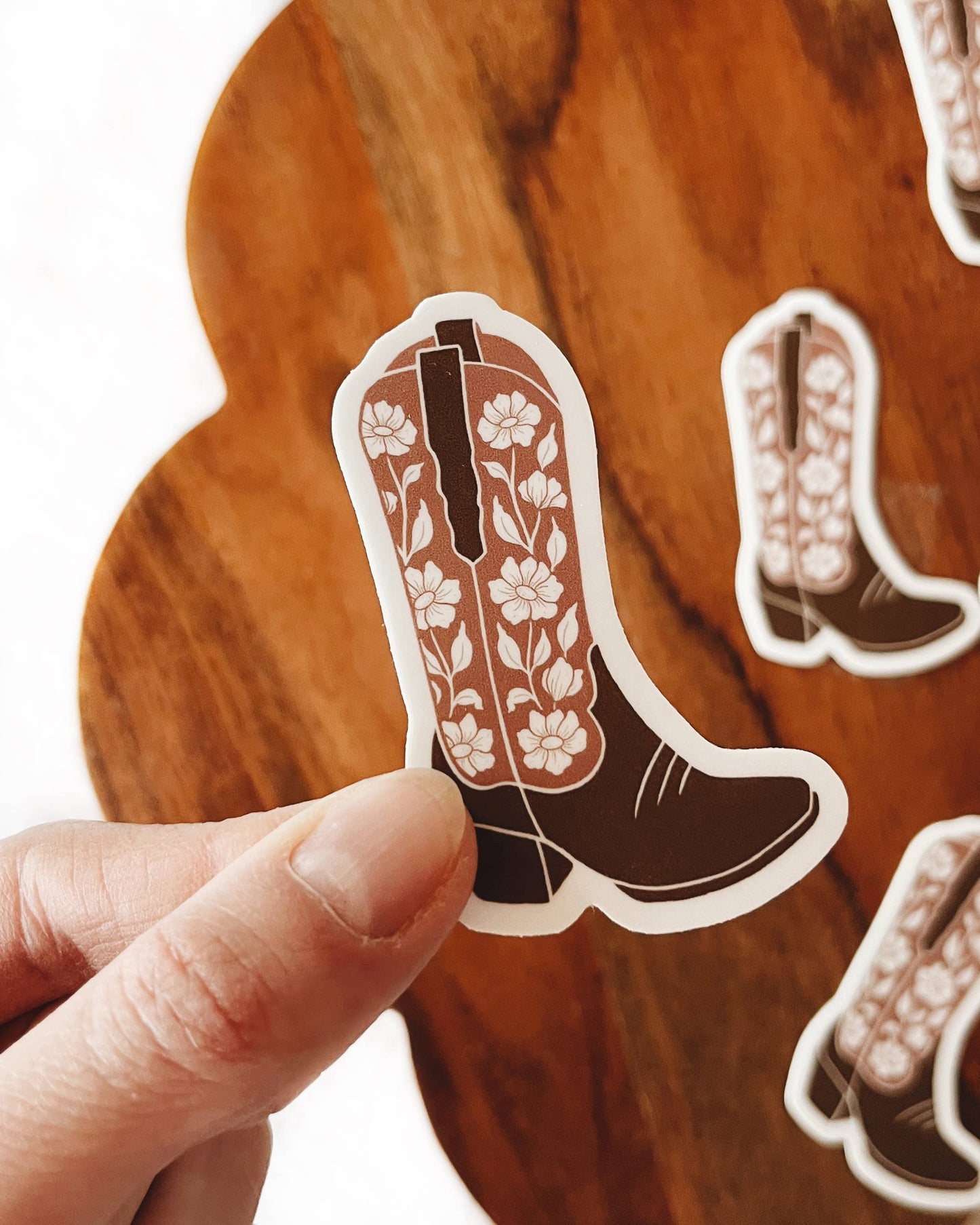 Floral Cowboy Boot Vinyl Sticker