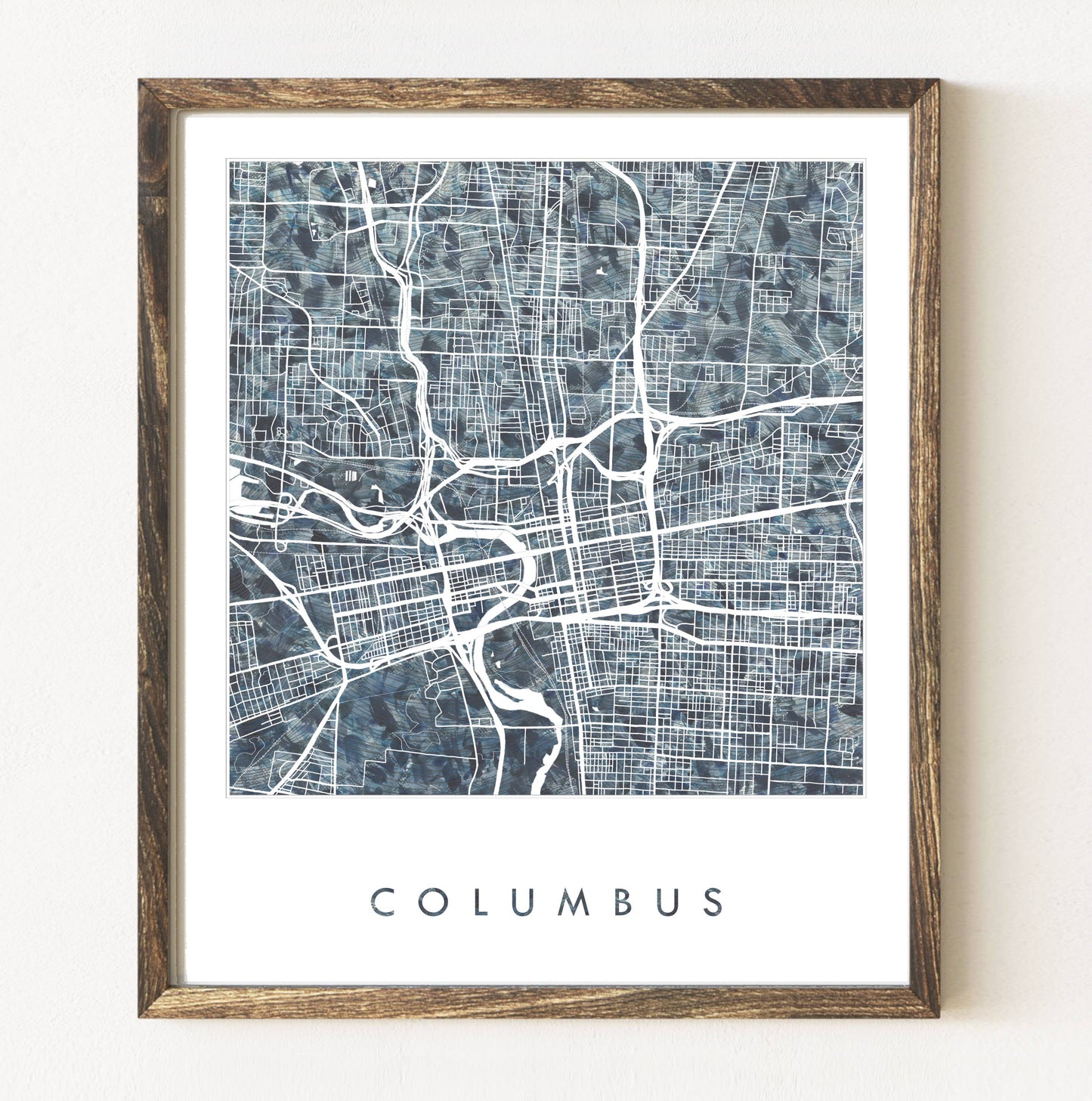 Columbus, Ohio Painted Map Art Print