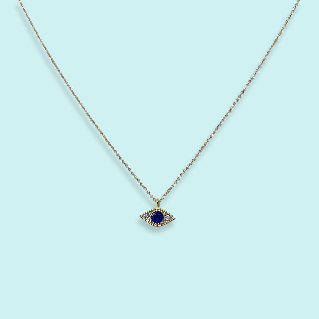 Blue Crystal Evil Eye Necklace