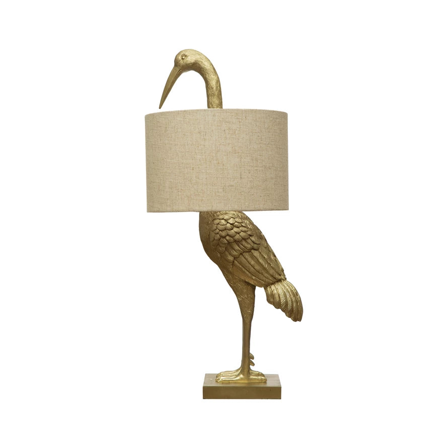 Garza Gold Resin Bird Lamp